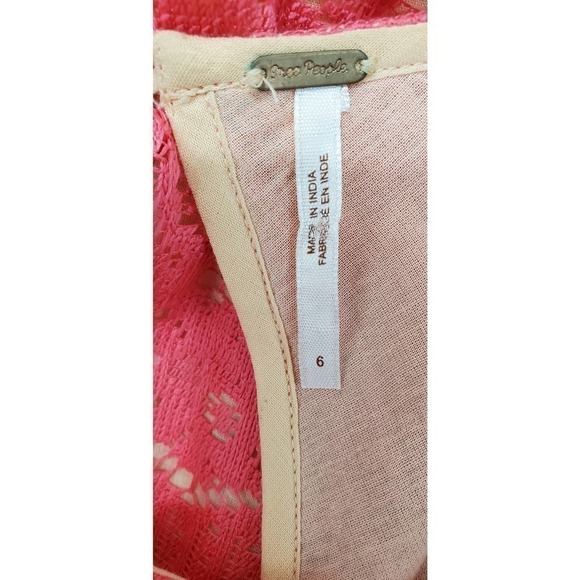 Free People Rocco Cherry Coral Cream Laced Short Dress - Picture 4 of 4